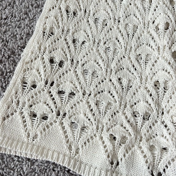 Pink Lily Cream Open Knit Crochet Tie Front Cardigan Sweater Swim Cover Up New - Picture 2 of 4